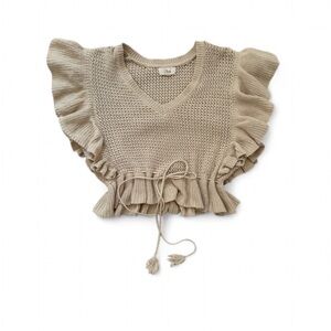 South Moon Under Tan Ruffle Knit Blouse, 100% cotton, boho/indie style